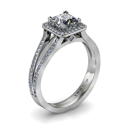 Bespoke Princess Diamond Ring Princess in Platinum 950 AU - Main View